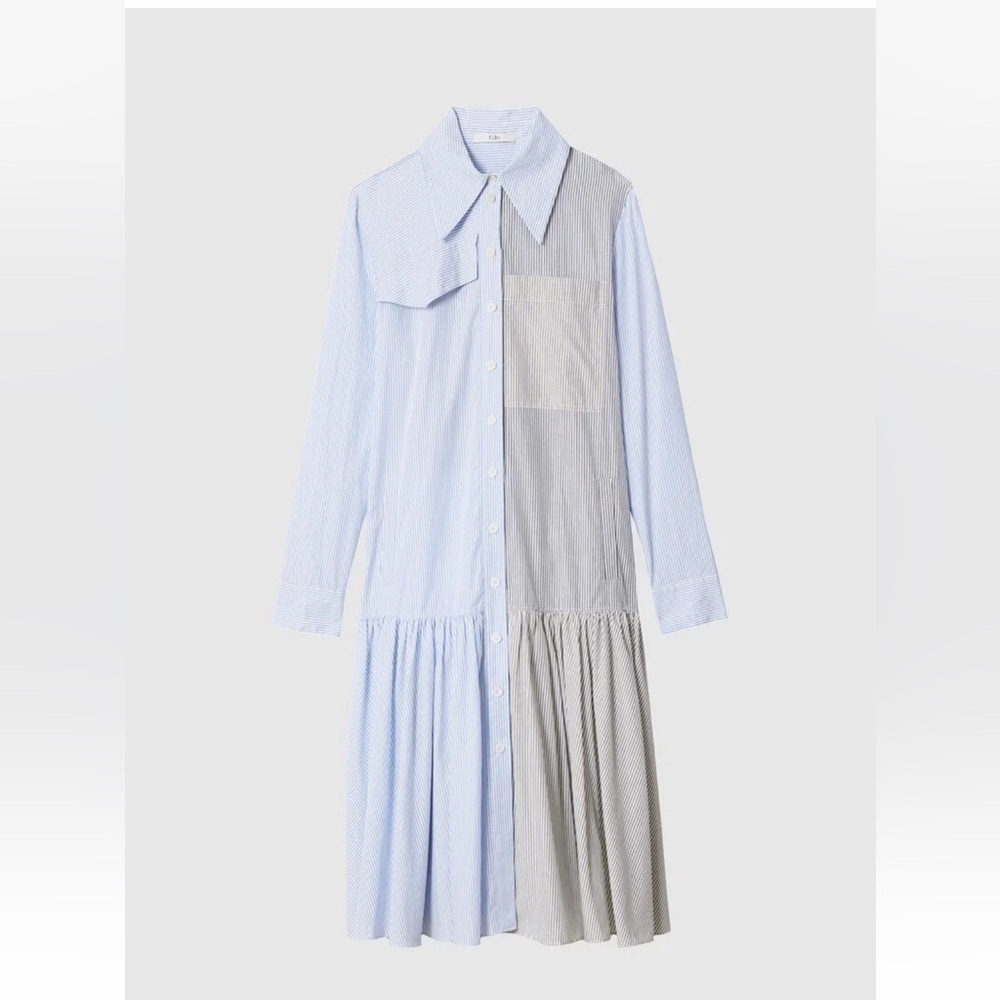 TIBI COLLAGE STRIPE SHIRTING COLORBLOCK SHIRT DRESS sz 6